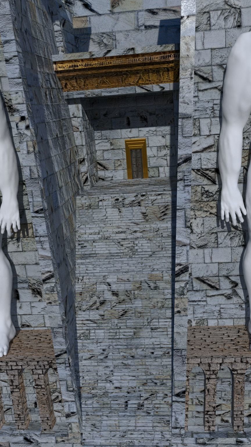 Fantasy Pyramid And Male Statues 3D model_17