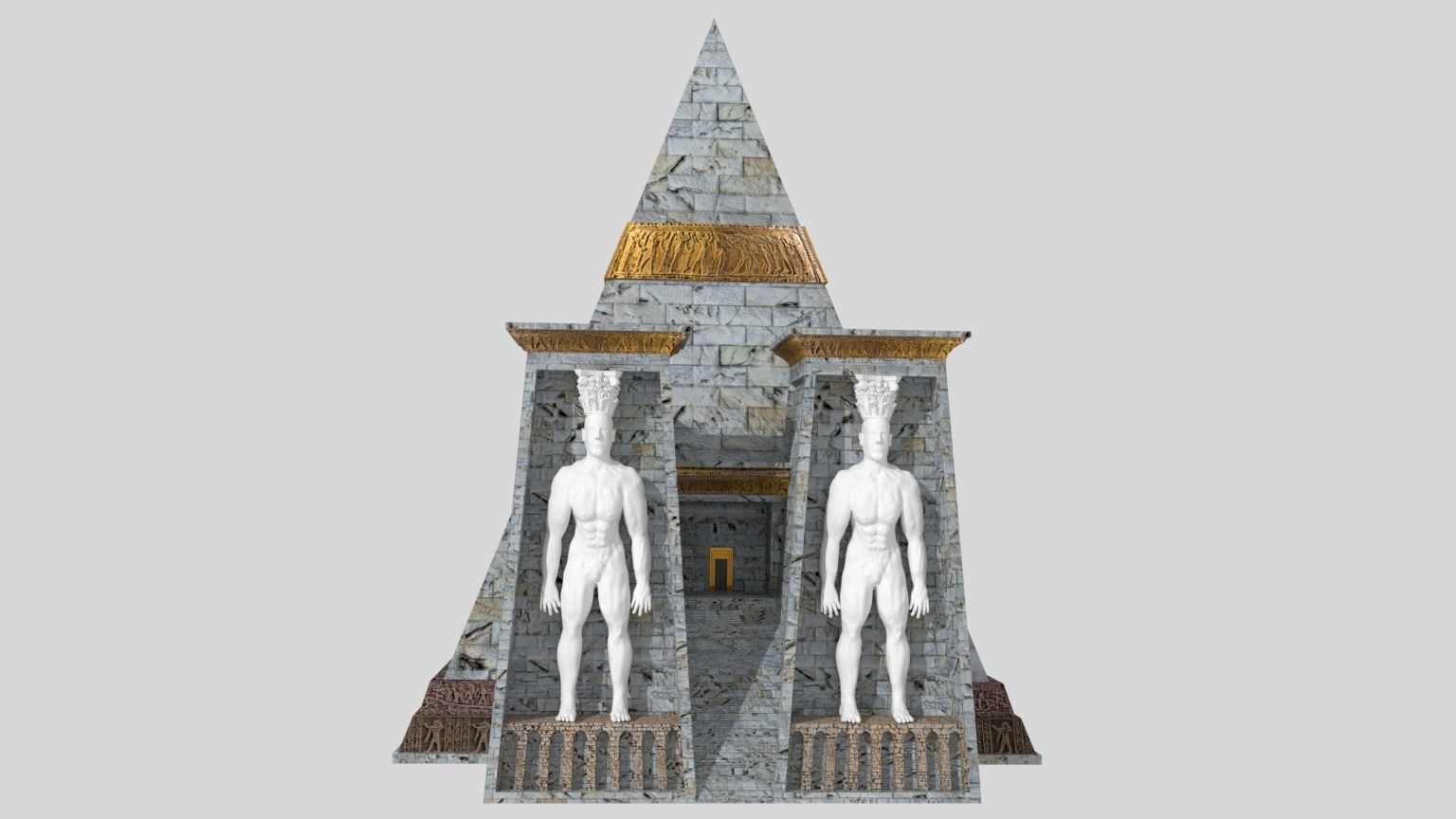 Fantasy Pyramid And Male Statues 3D model_15