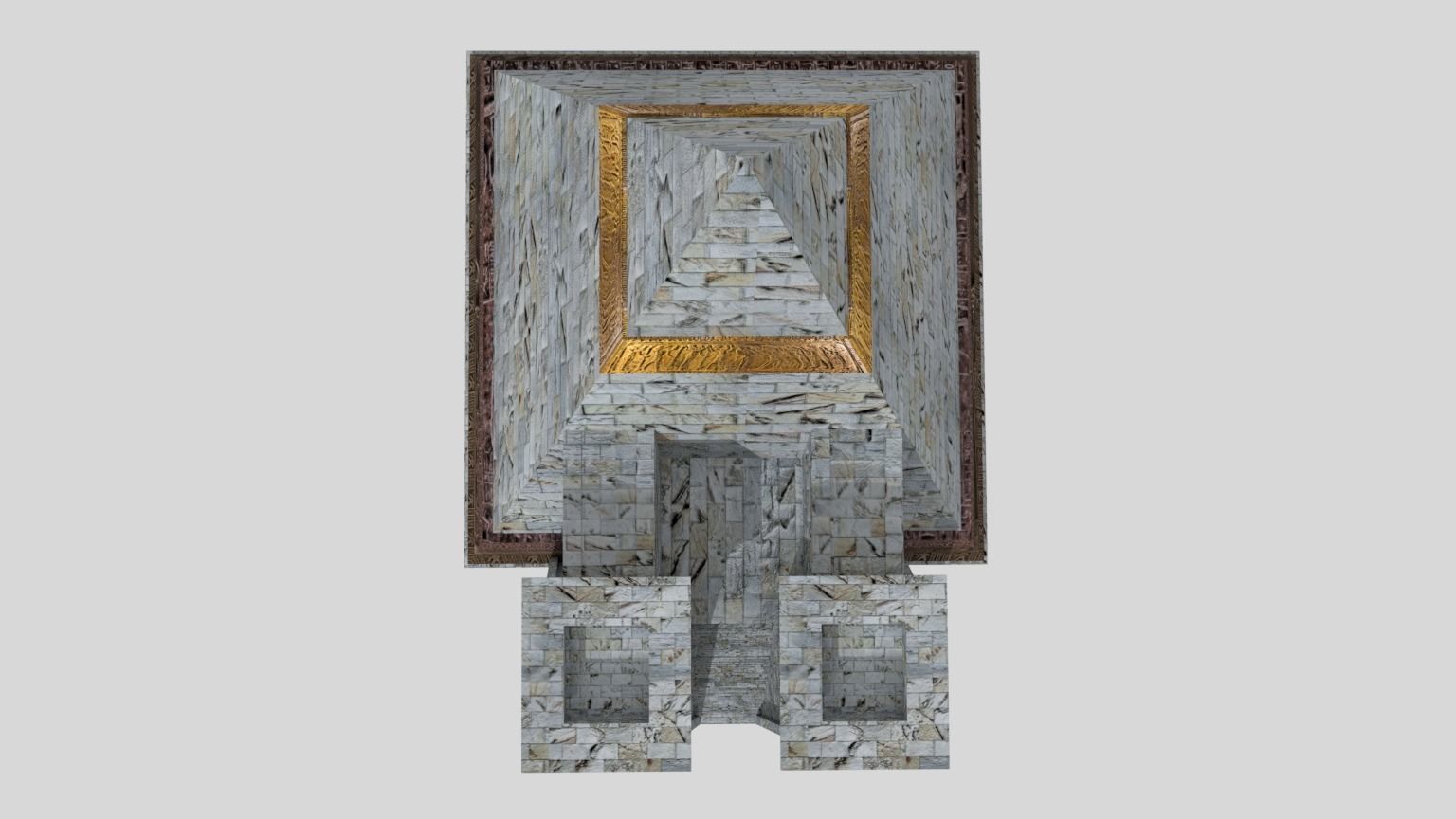 Fantasy Pyramid And Male Statues 3D model_6