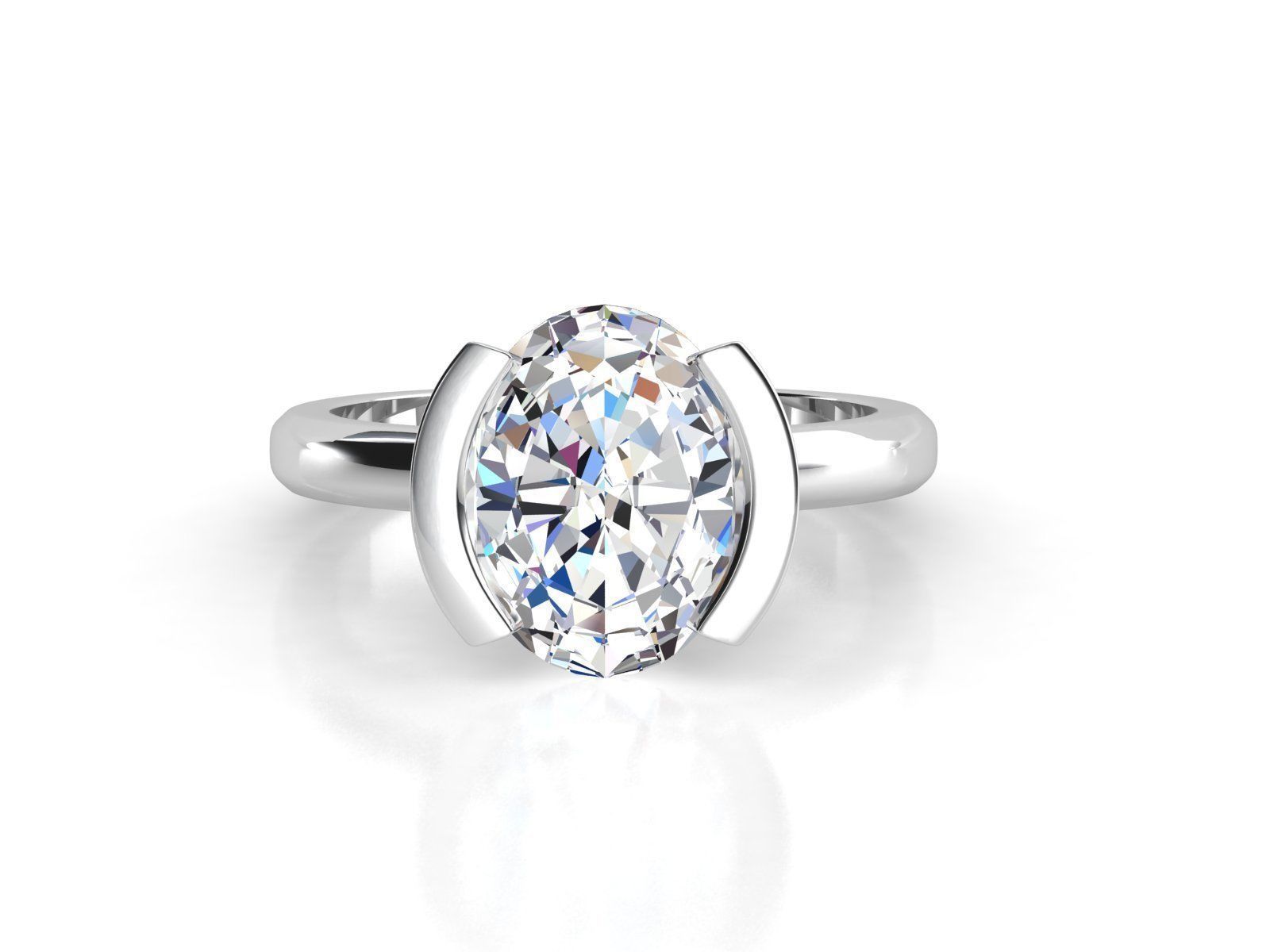 ZLR0176 oval diamond engagement ring gold 3D print model_2