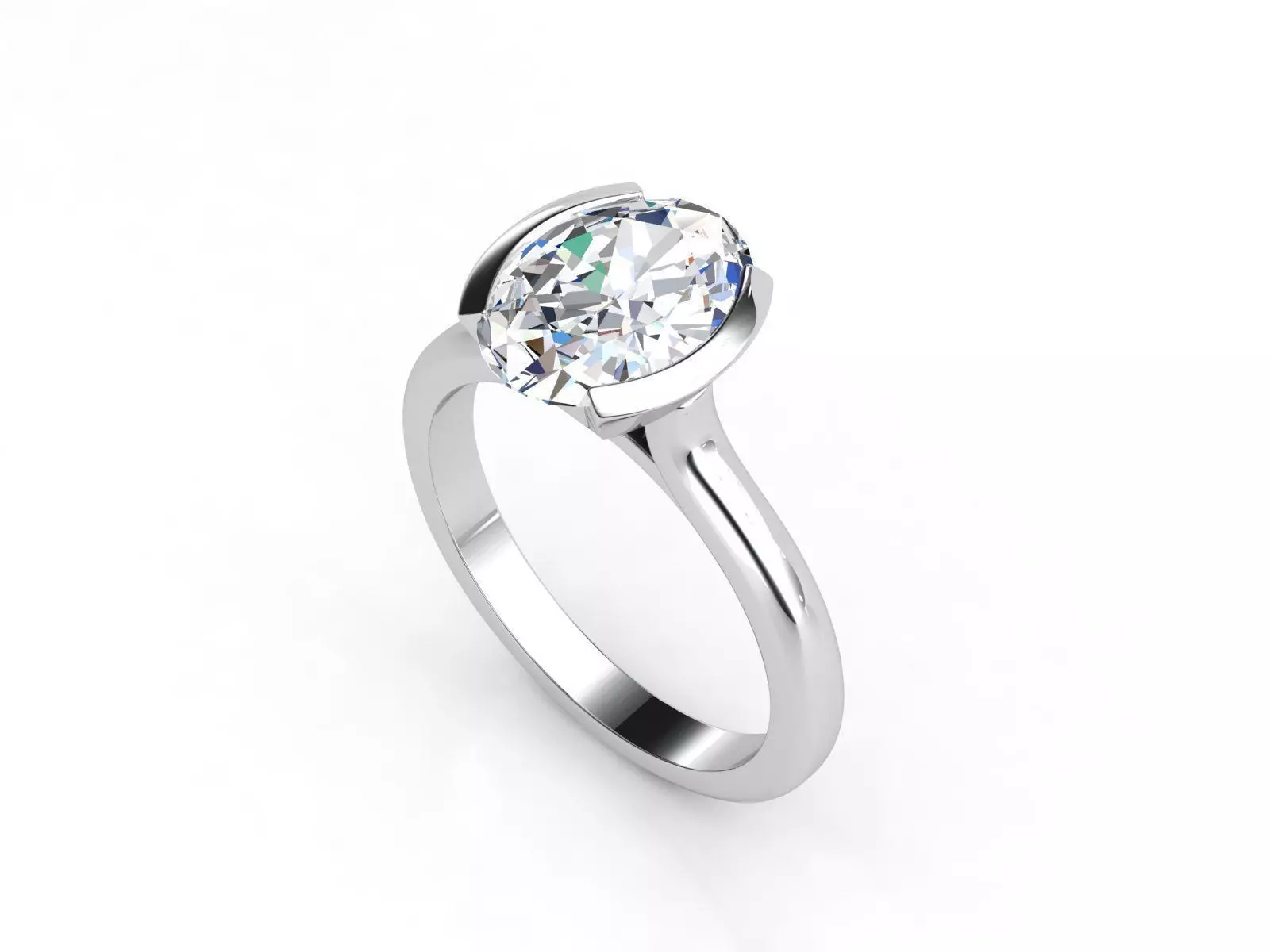 ZLR0176 oval diamond engagement ring gold 3D print model_0