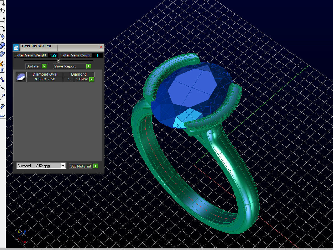 ZLR0176 oval diamond engagement ring gold 3D print model_4