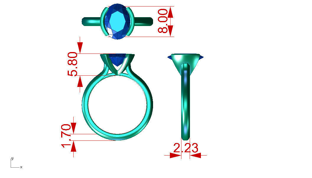 ZLR0176 oval diamond engagement ring gold 3D print model_3