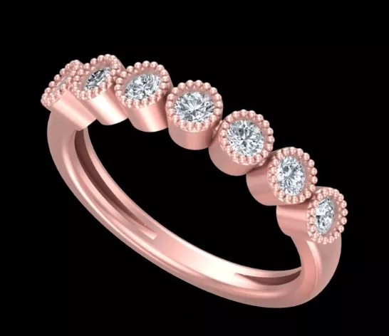 Seven-Stone Milgrain Bezel Band Ring 3D Model Free 3D print model