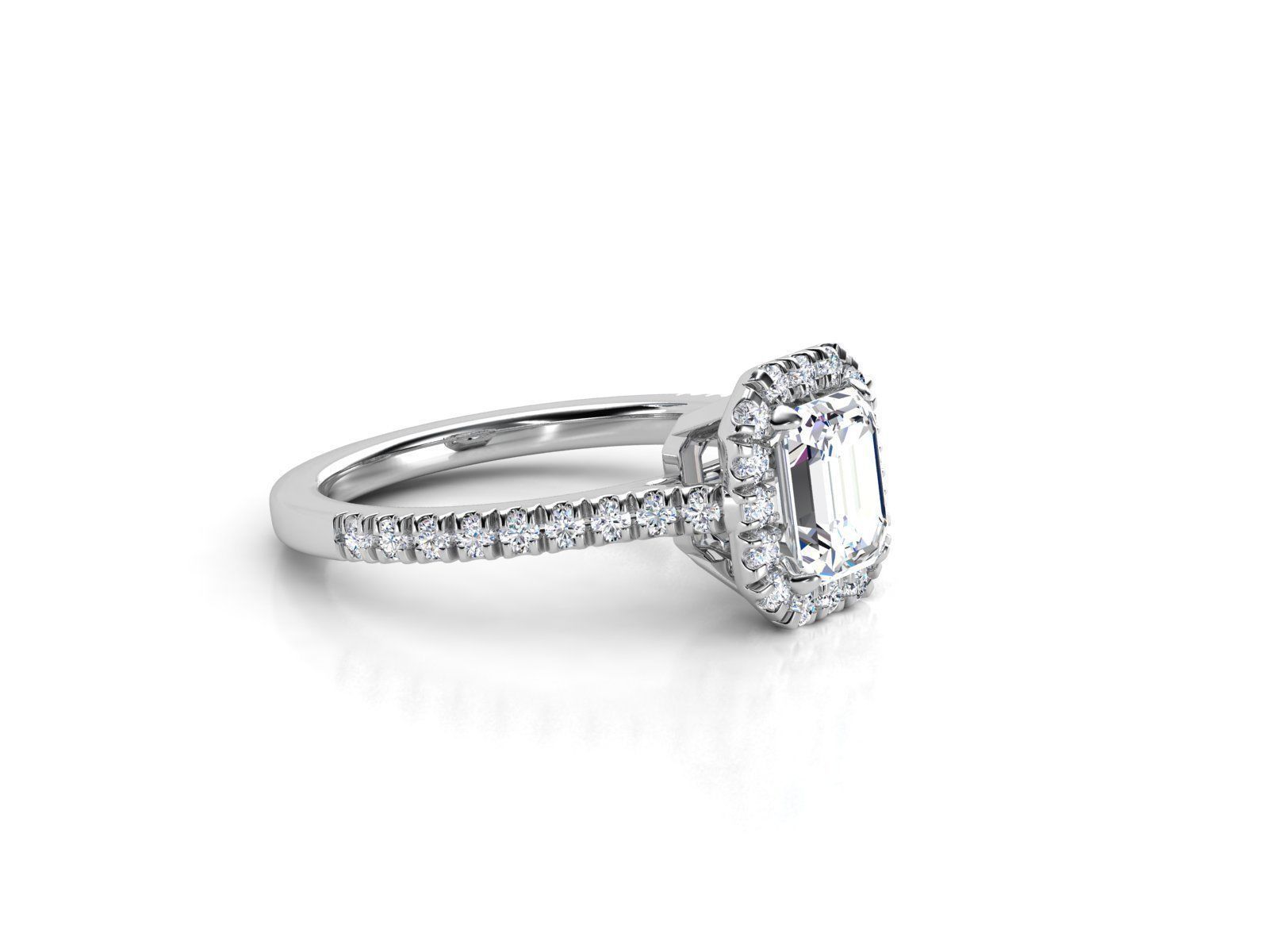ZLR0177 emerald cut engagement ring 3D print model_3