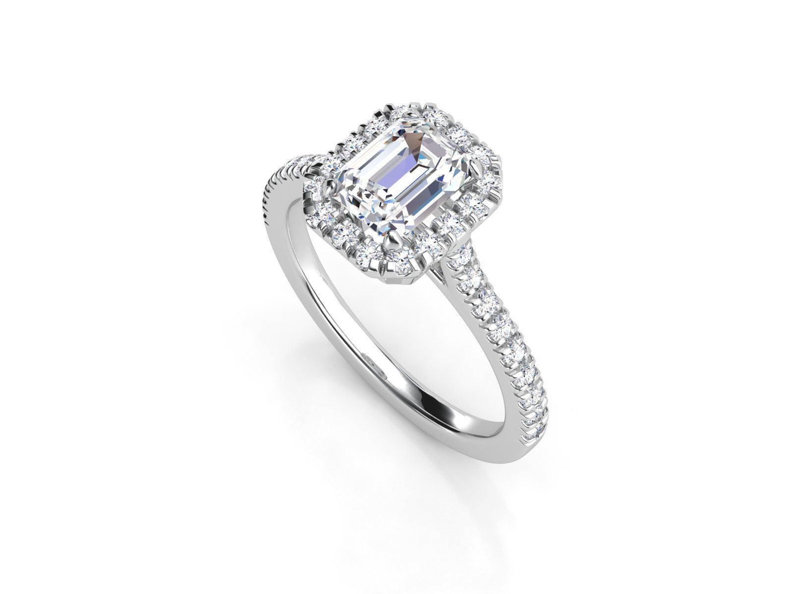 ZLR0177 emerald cut engagement ring 3D print model_1