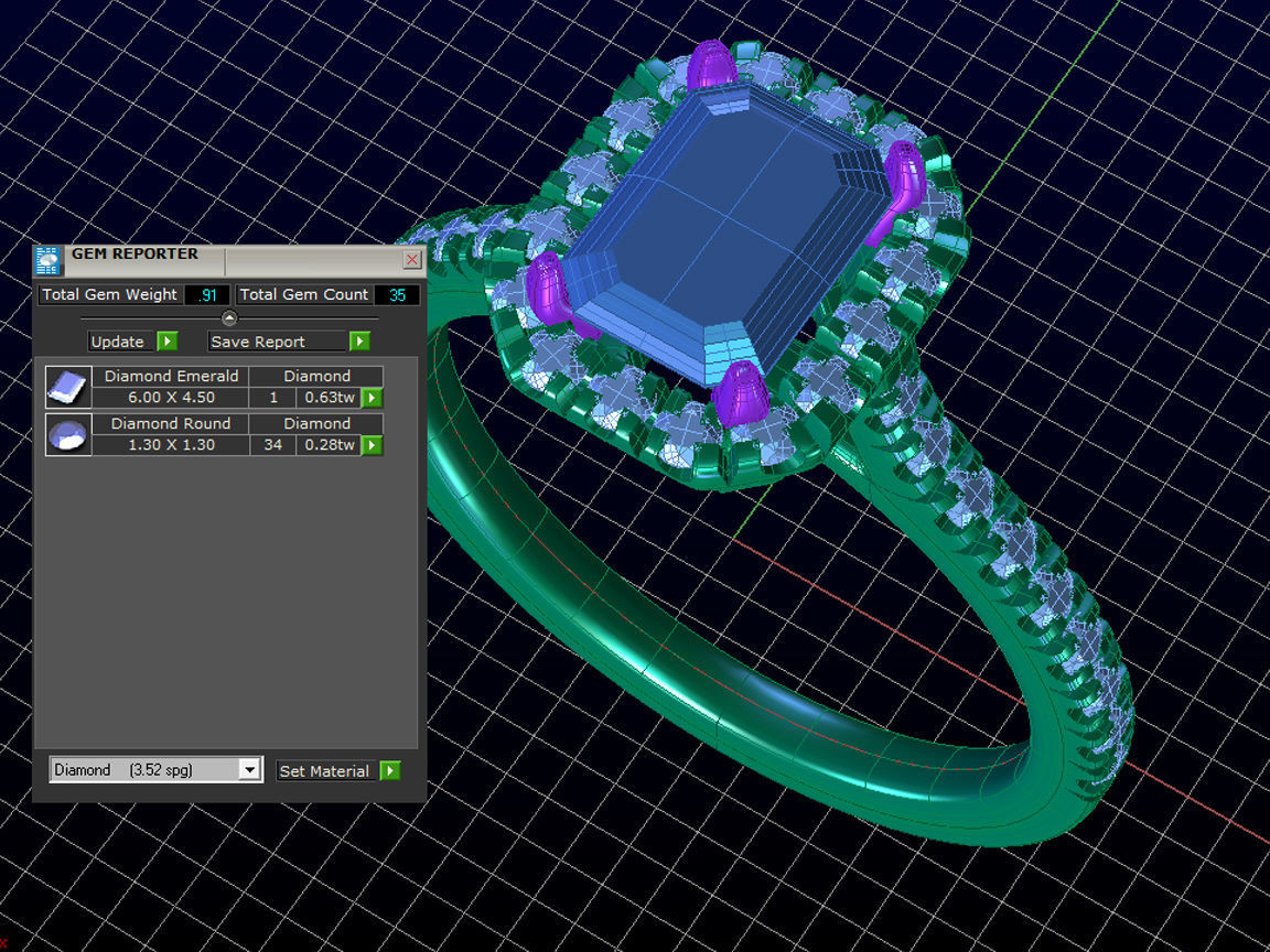 ZLR0177 emerald cut engagement ring 3D print model_5