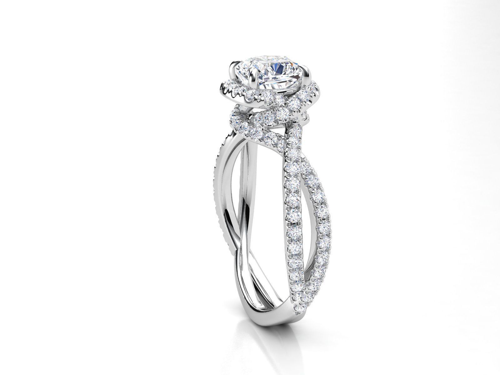 ZLR0153 diamond halo engagement ring 3D print model_1