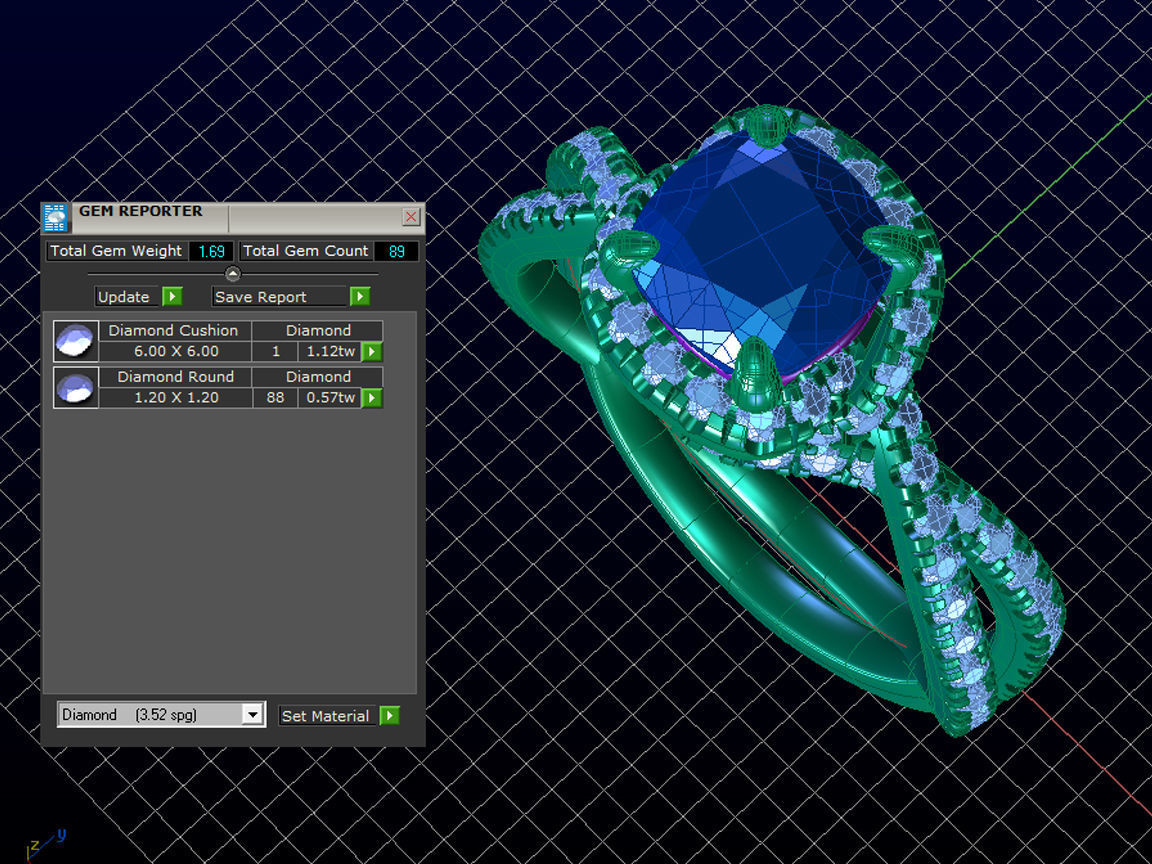 ZLR0153 diamond halo engagement ring 3D print model_4