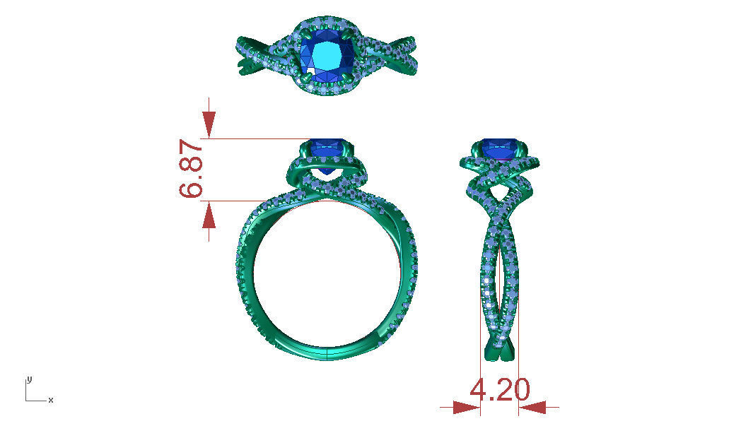 ZLR0153 diamond halo engagement ring 3D print model_3