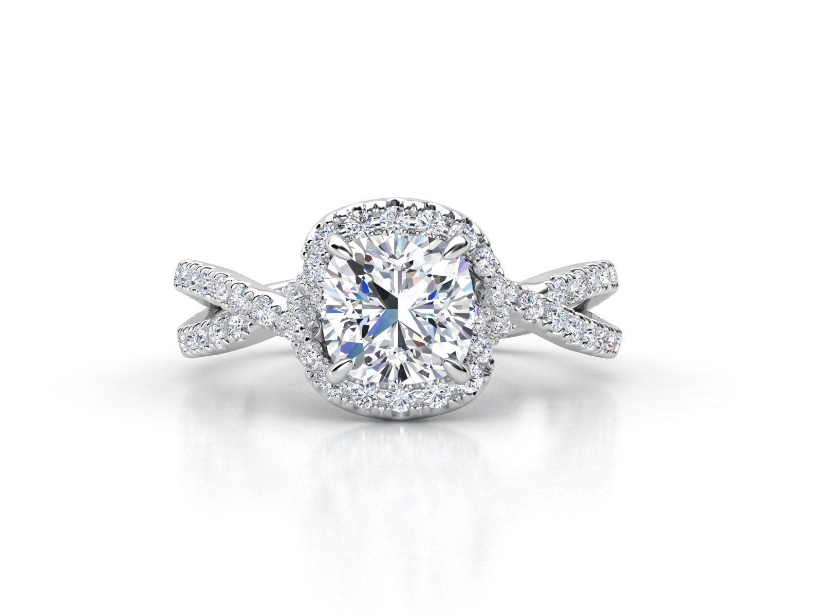 ZLR0153 diamond halo engagement ring 3D print model_2