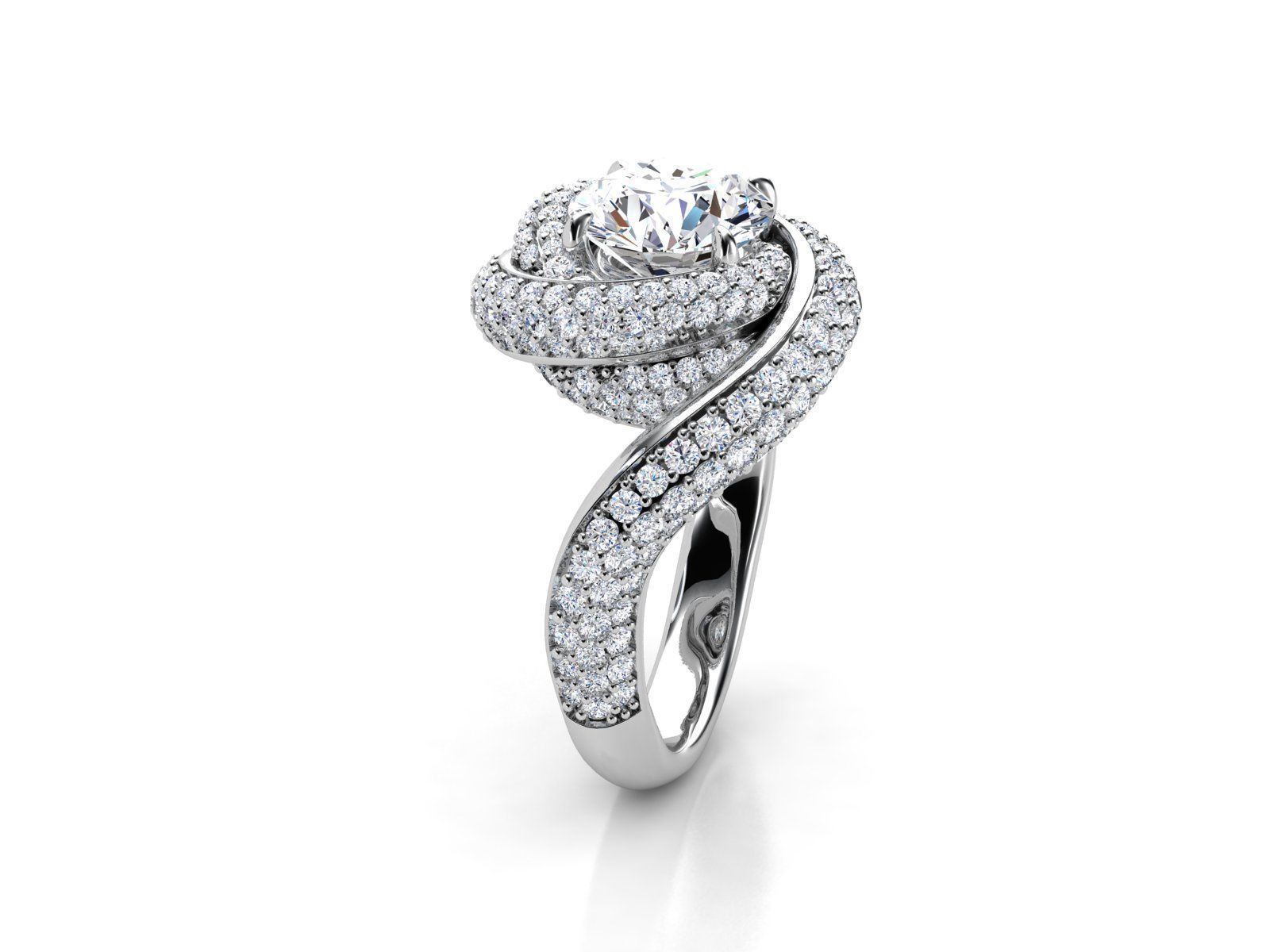 ZLR0178  Trinity Ruban twist engagement ring 3D print model_1