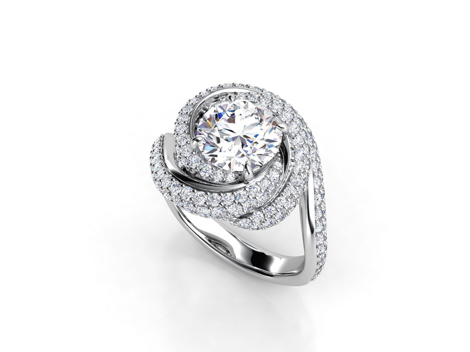 ZLR0178  Trinity Ruban twist engagement ring 3D print model_2