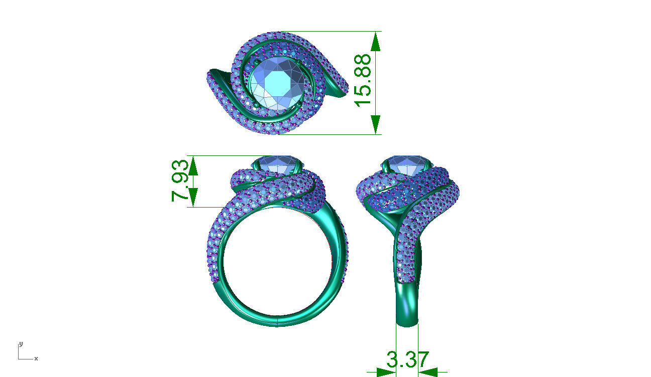 ZLR0178  Trinity Ruban twist engagement ring 3D print model_5