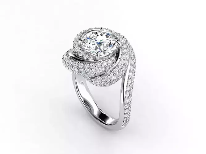 ZLR0178 engagement ring 3D print model