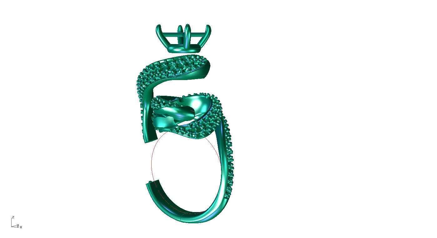 ZLR0178  Trinity Ruban twist engagement ring 3D print model_3