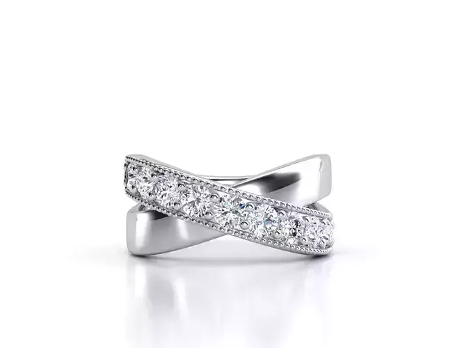 ZLR0173 diamond ring with two rows of diamonds 3D print model