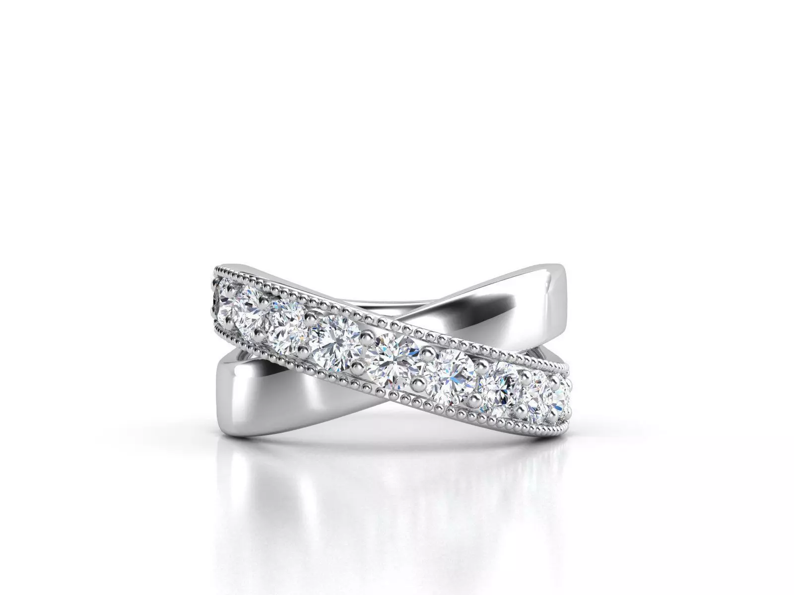 ZLR0173 diamond ring with two rows of diamonds 3D print model_0