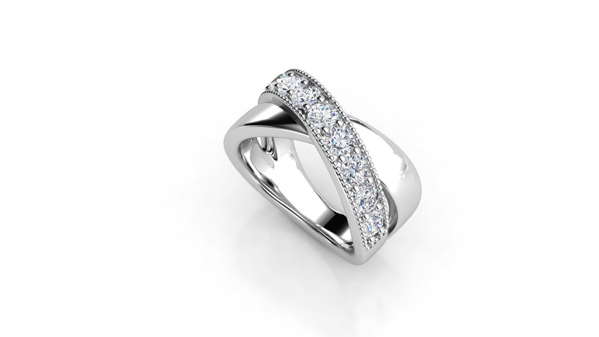 ZLR0173 diamond ring with two rows of diamonds 3D print model_1