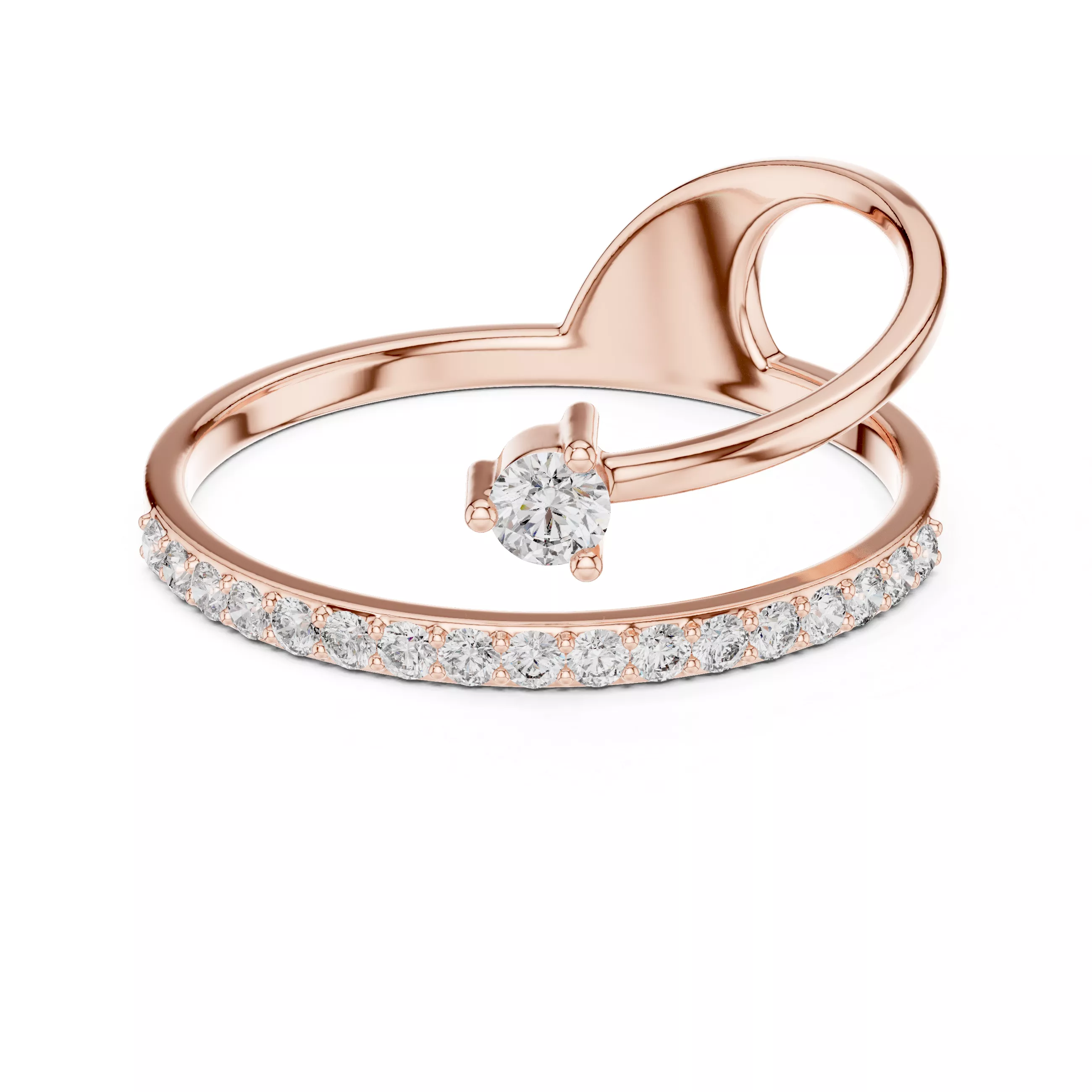 Round Diamond Bypass Open Ring 3D Model Free 3D print model