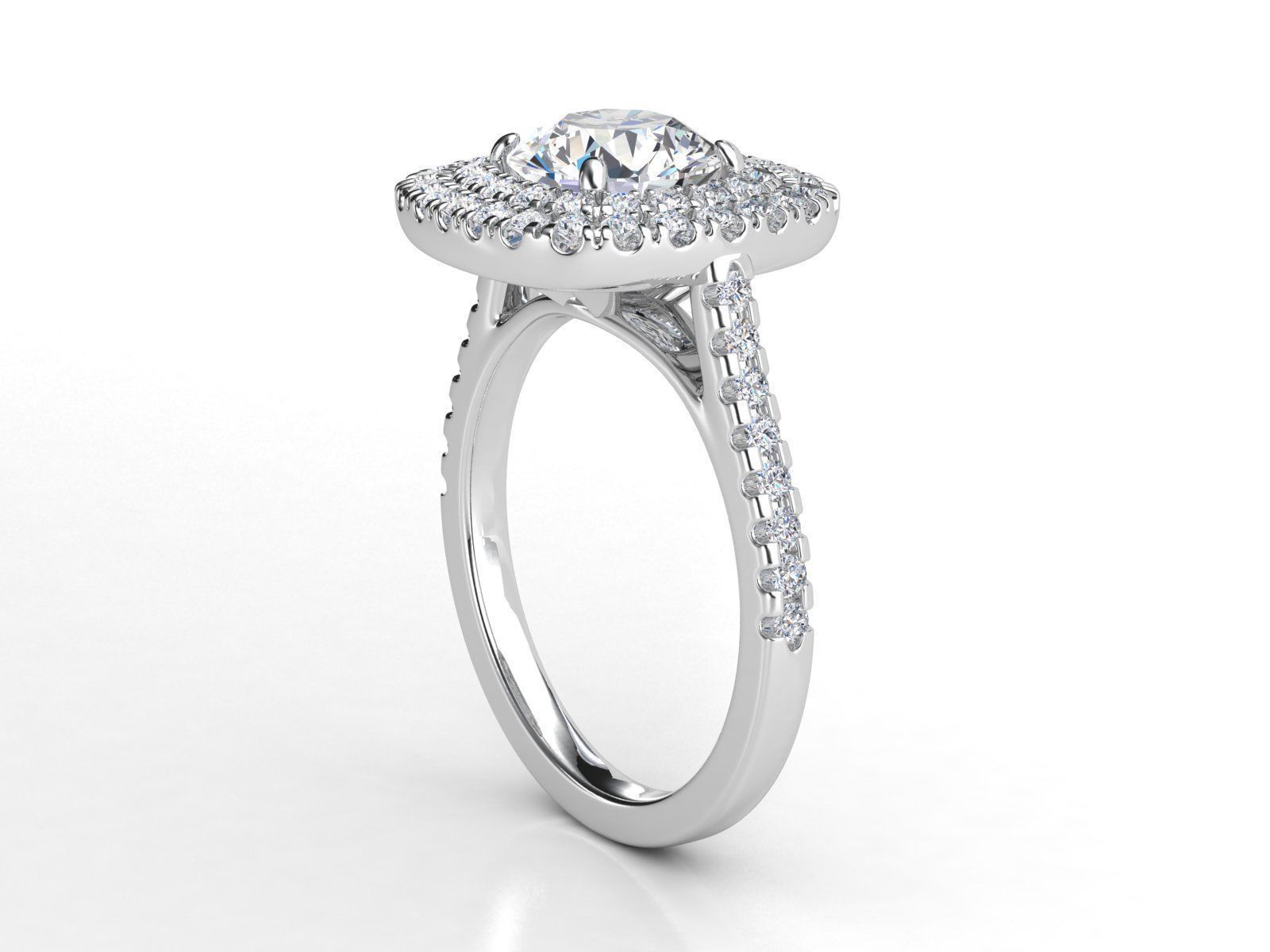 ZLR0172 diamond halo engagement ring 3D print model_1