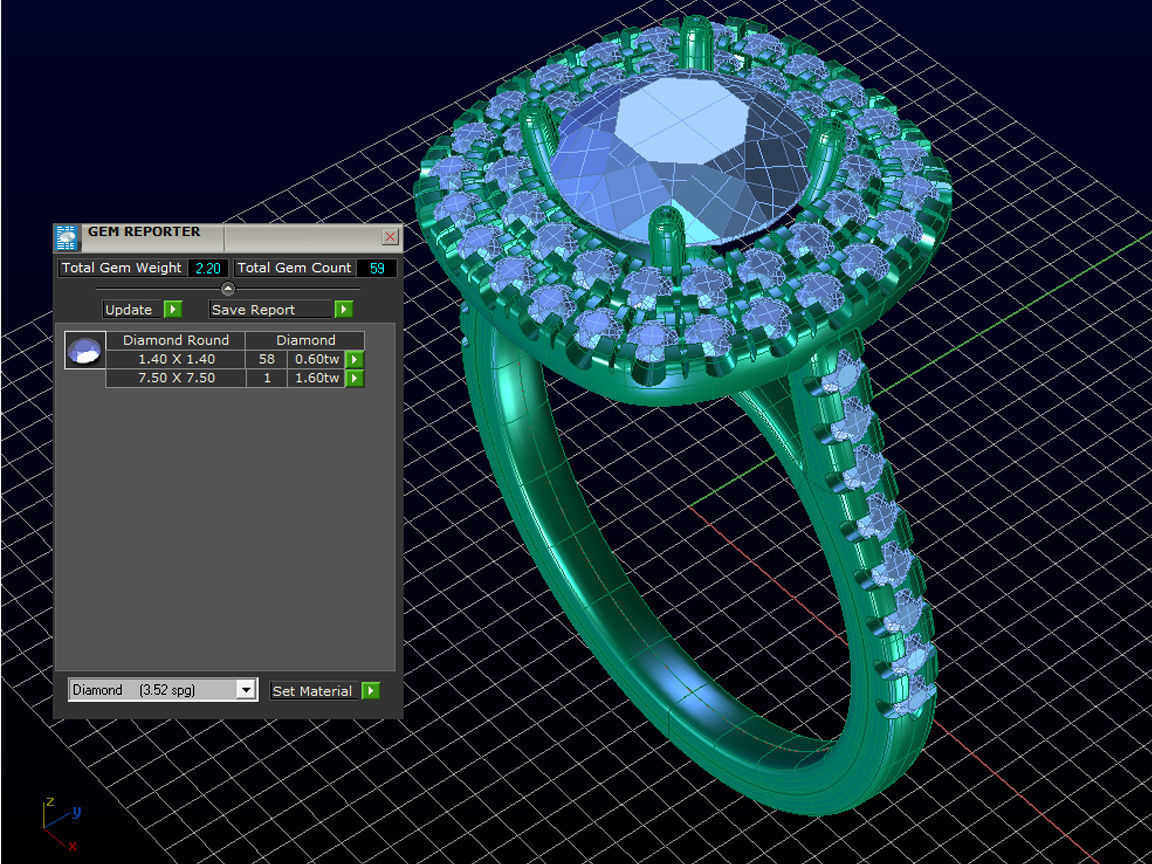 ZLR0172 diamond halo engagement ring 3D print model_3