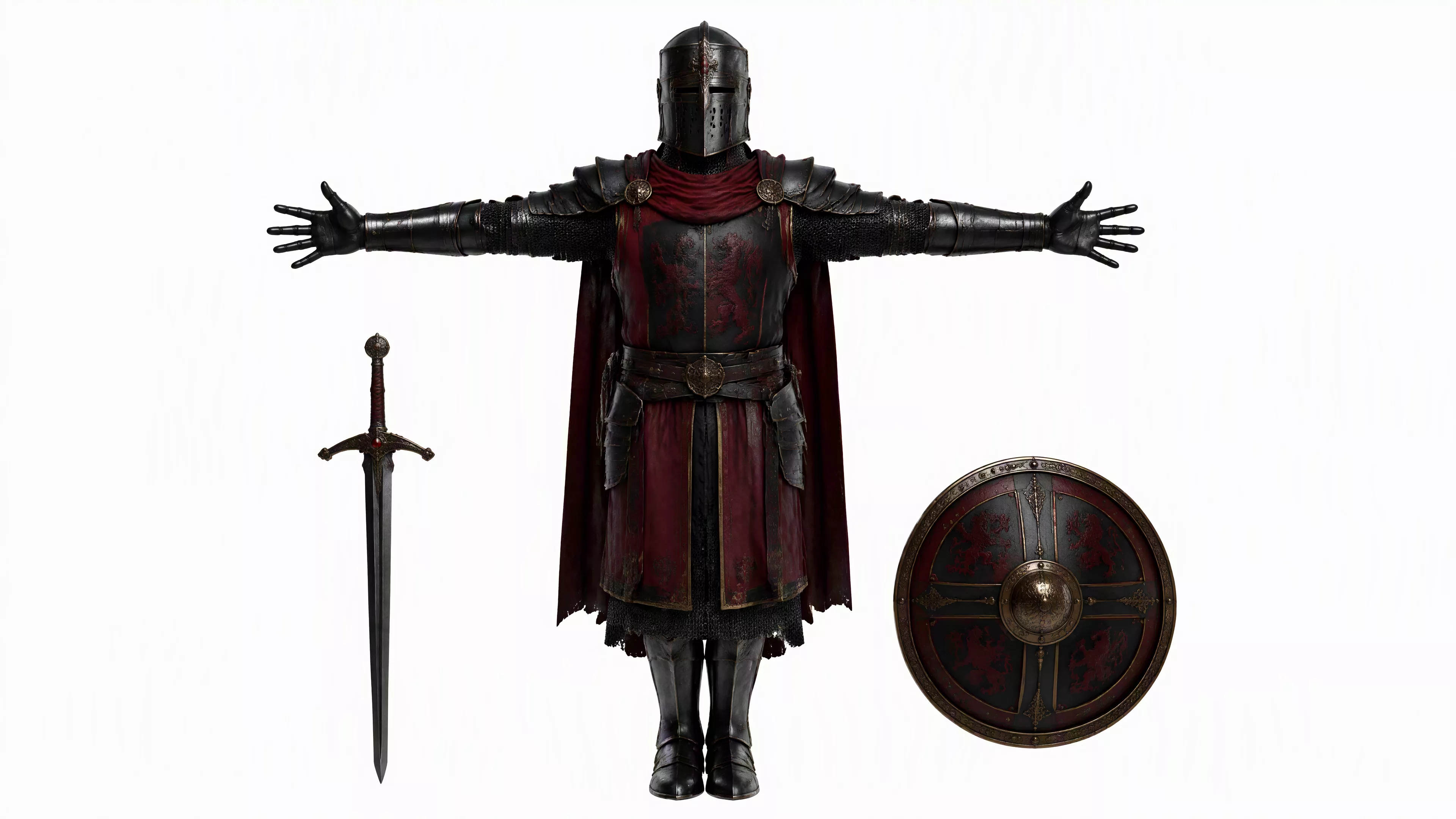 European Knight 3D Character Fully Rigged Game Ready Low-poly 3D model