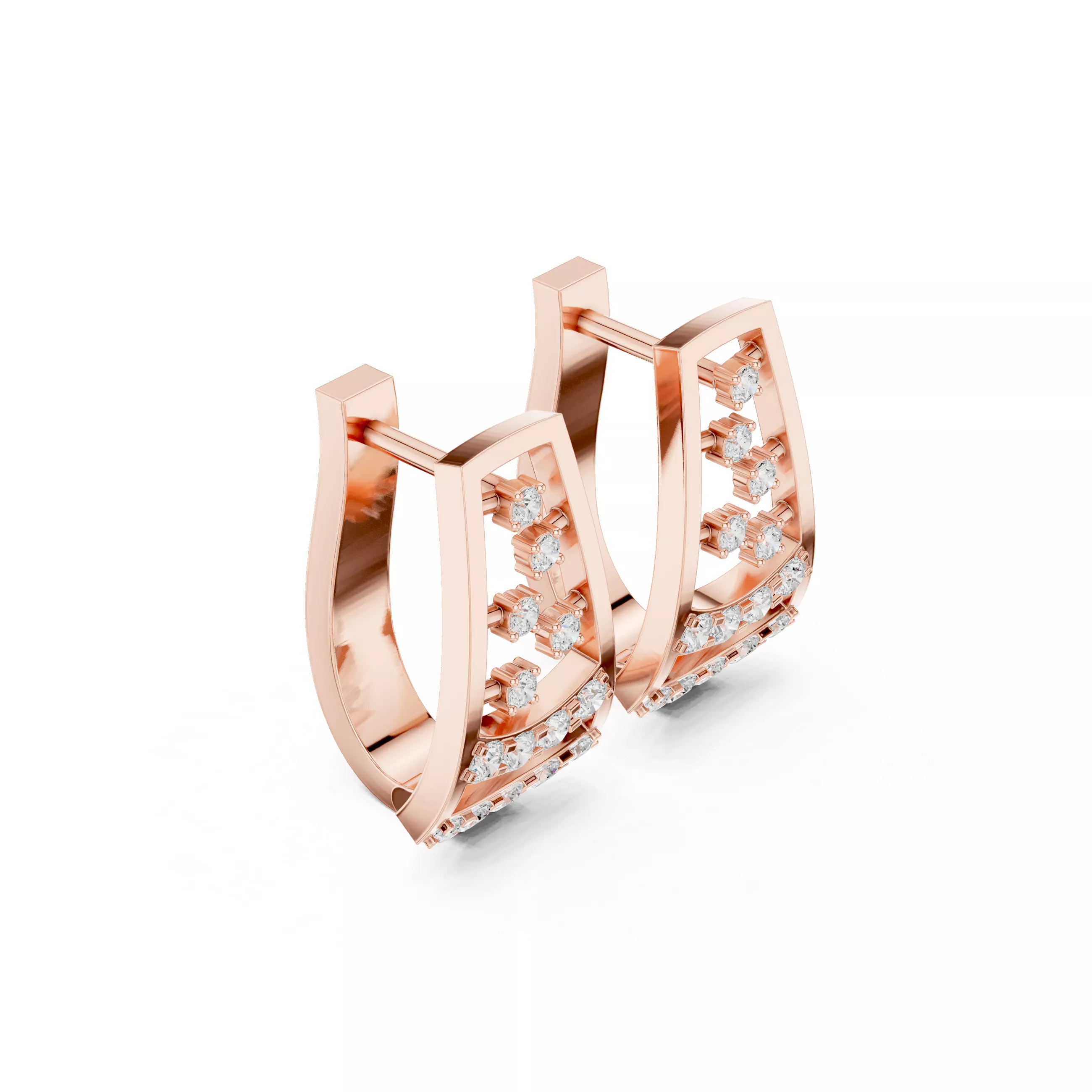 Modern Geometric Diamond Hoop Earrings 3D Model Free 3D print model