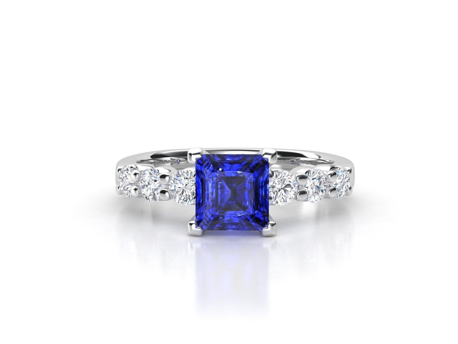 ZLR0152 sapphire and diamond engagement ring 3D print model_1