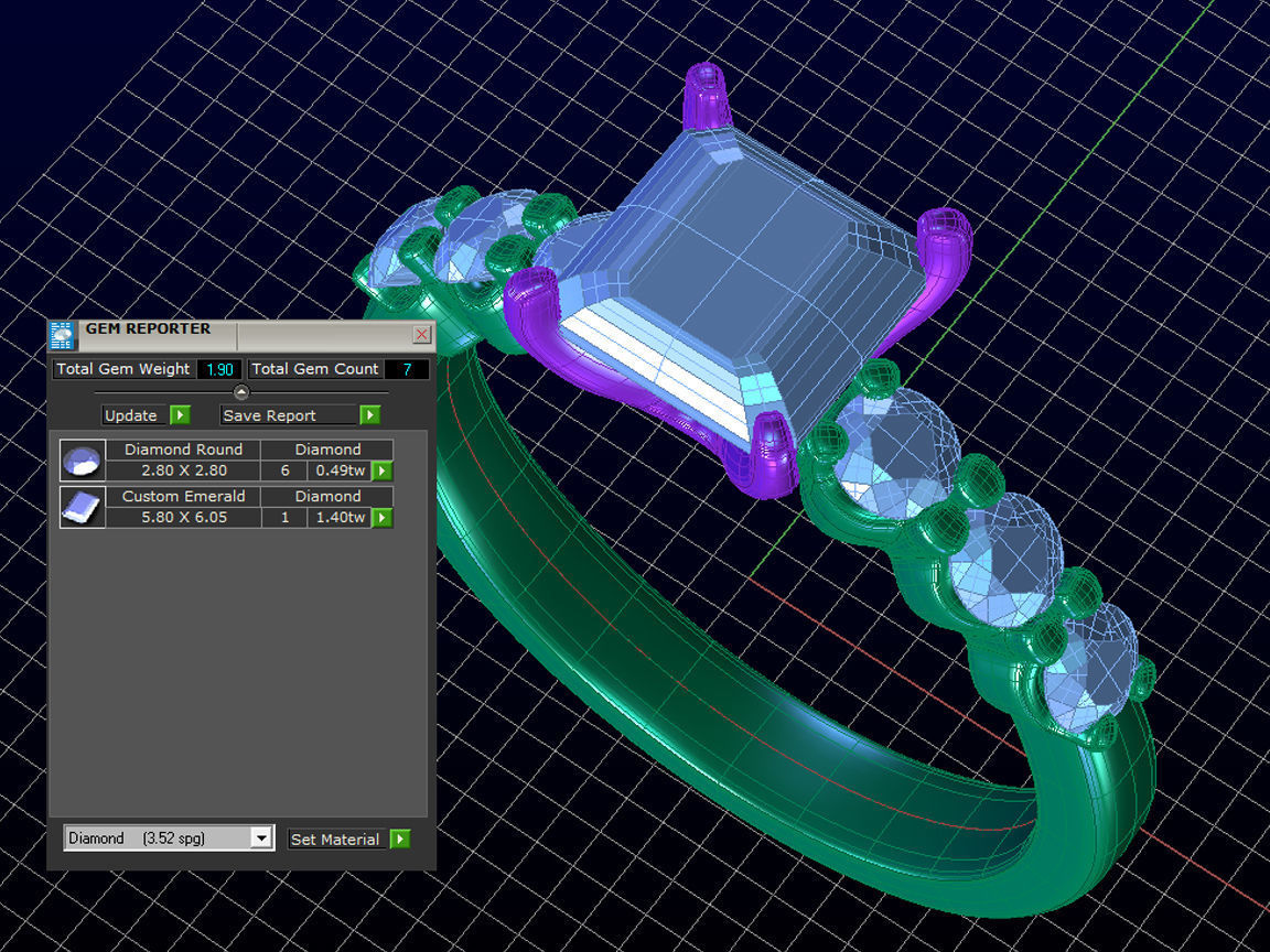 ZLR0152 sapphire and diamond engagement ring 3D print model_3
