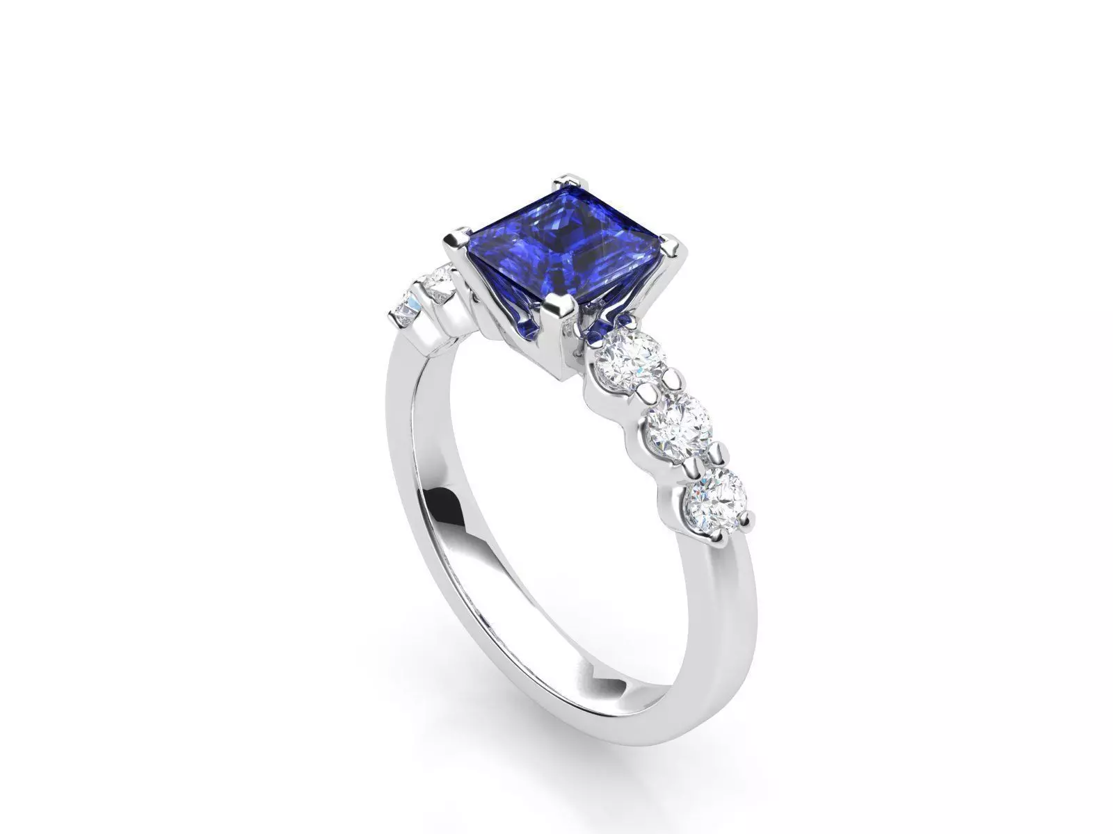 ZLR0152 sapphire and diamond engagement ring 3D print model_0