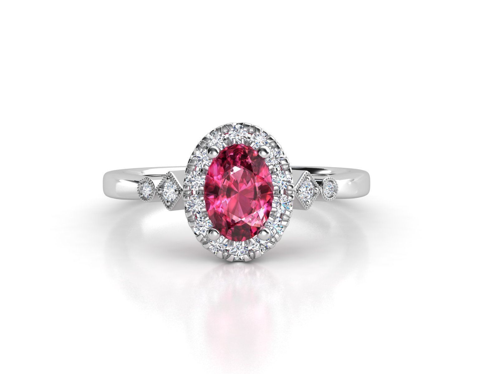 ZLR0170 engagement ring with sapphire and diamonds 3D print model_2