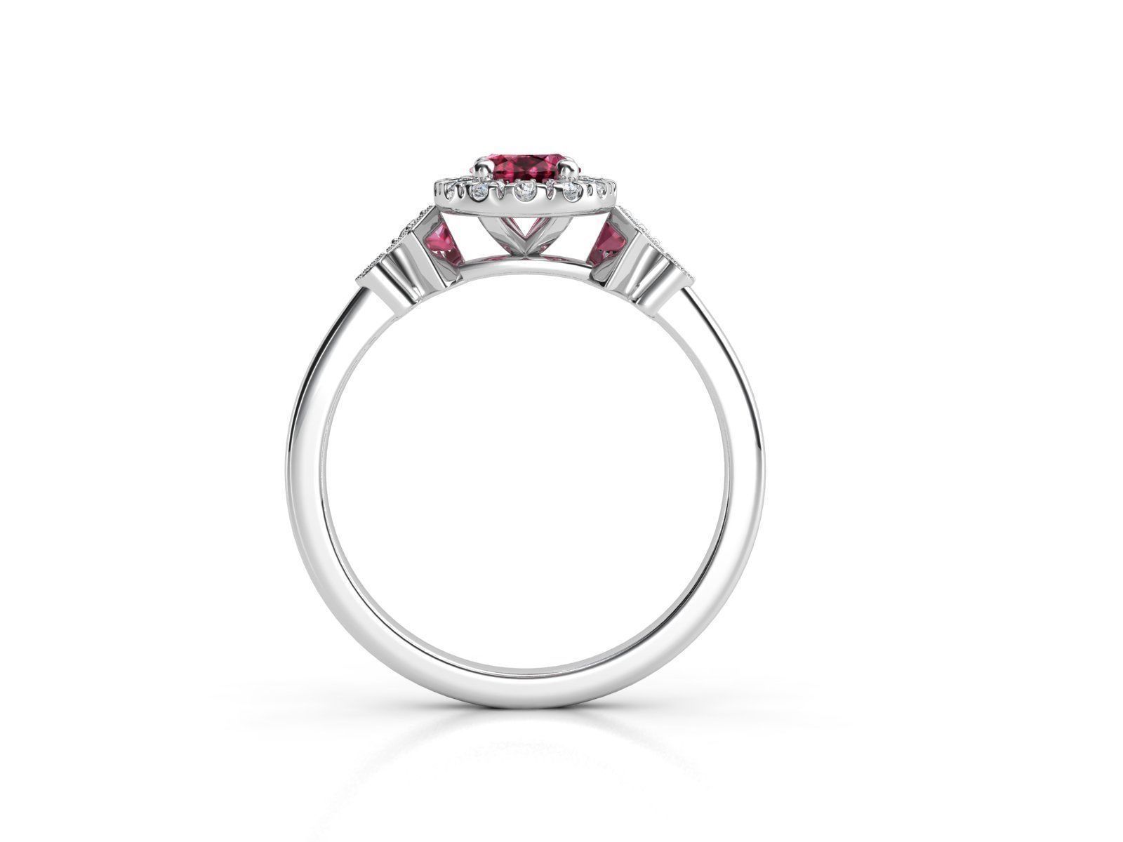 ZLR0170 engagement ring with sapphire and diamonds 3D print model_1