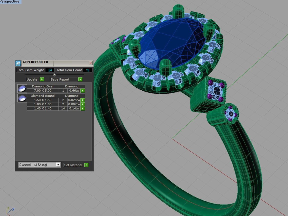 ZLR0170 engagement ring with sapphire and diamonds 3D print model_5