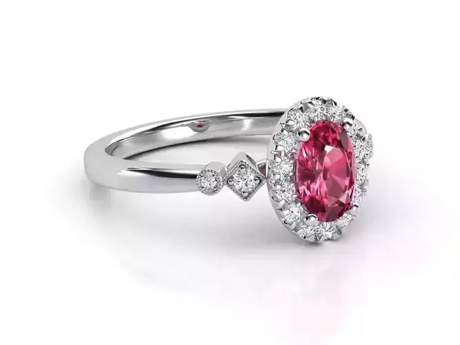 ZLR0170 engagement ring with sapphire and diamonds 3D print model