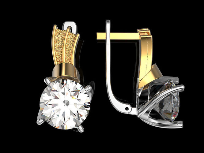 Earrings two diamond 3D print model
