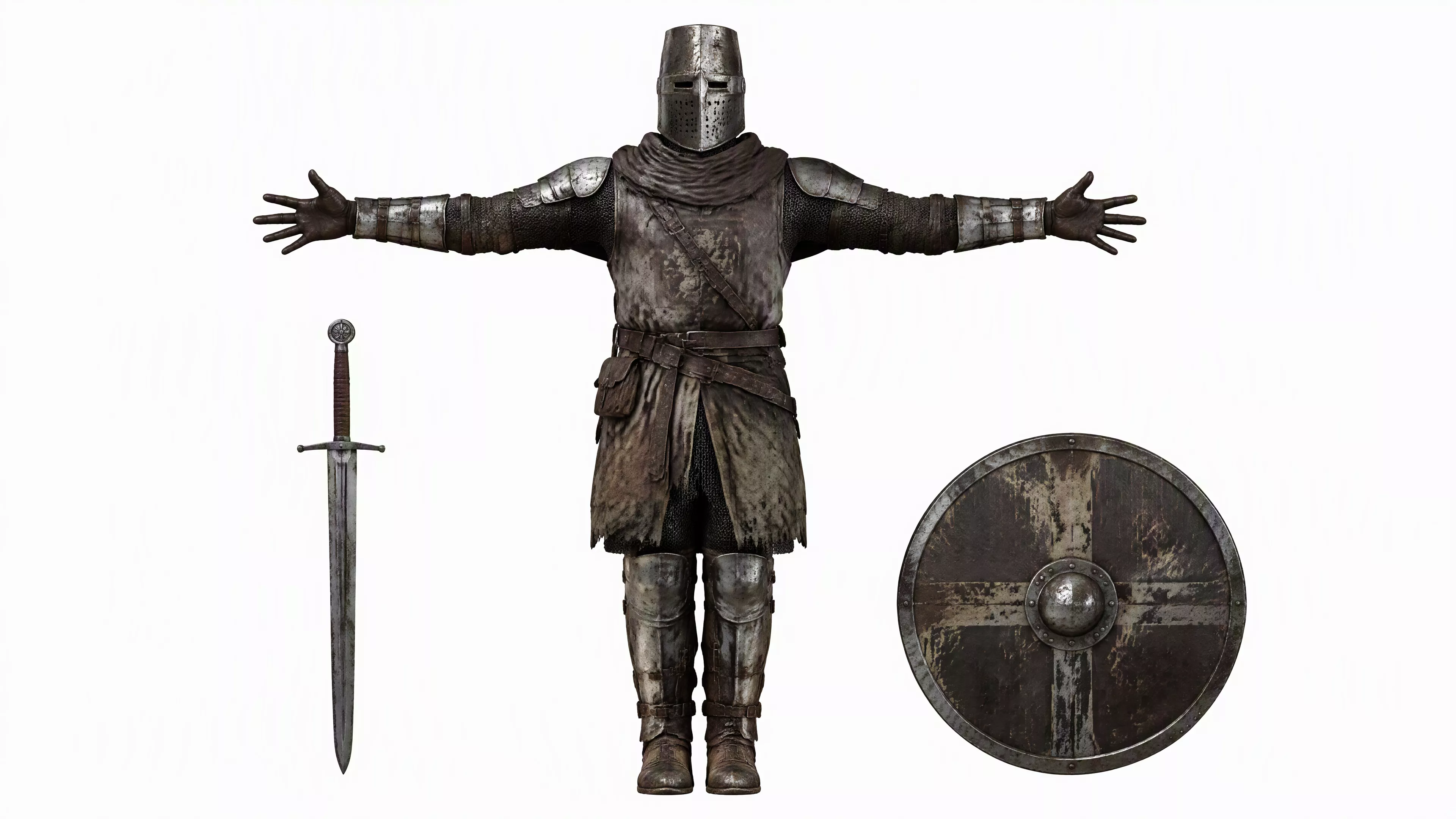 European Knight 3D Character Fully Rigged Game Ready Low-poly 3D model