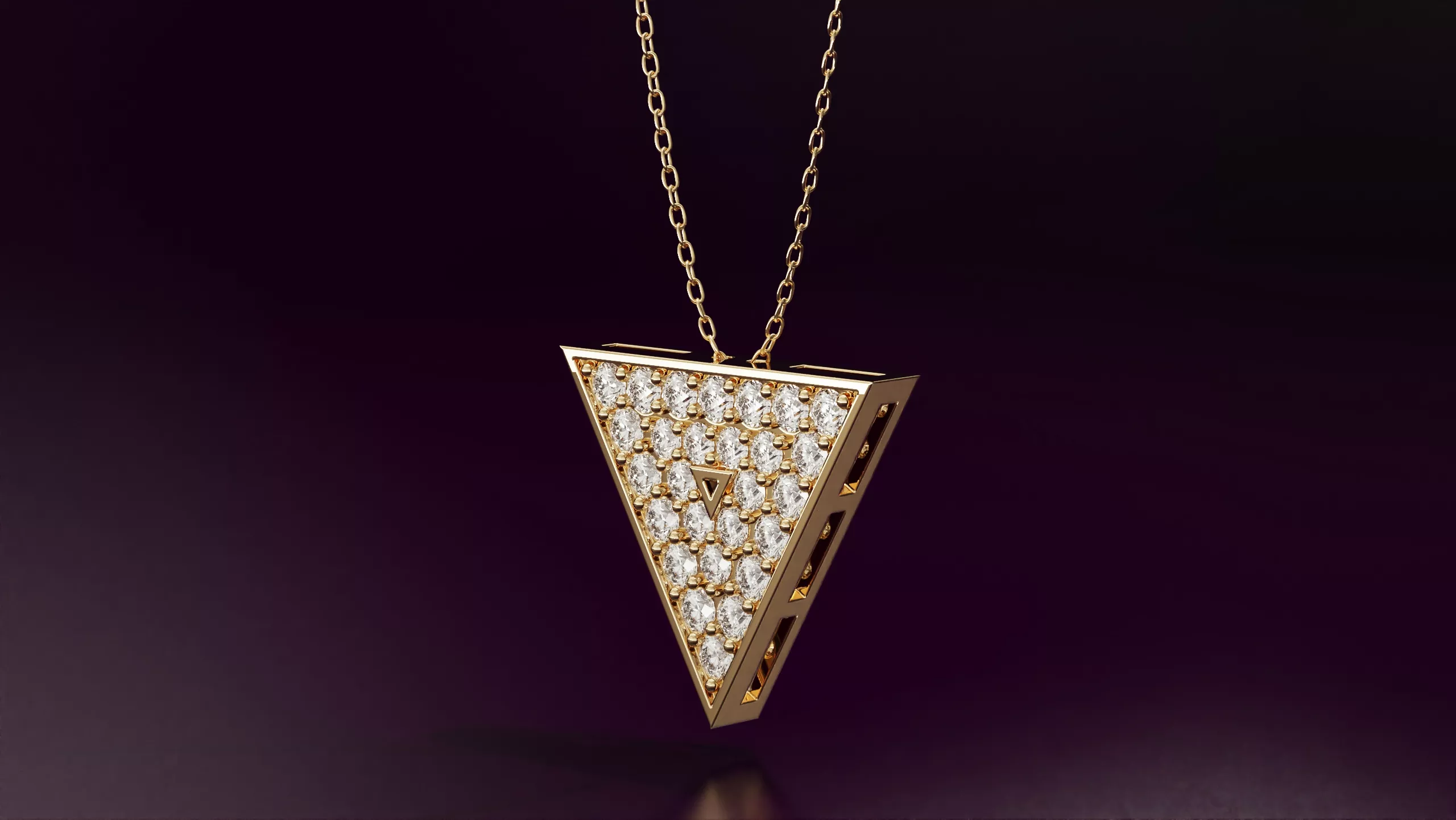 Triangle pendant with round diamonds N03 20mm 3D print model
