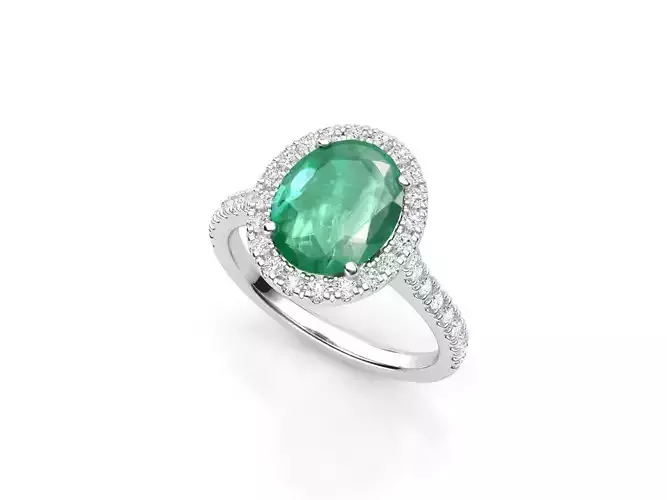ZLR0167 oval emerald and diamond ring