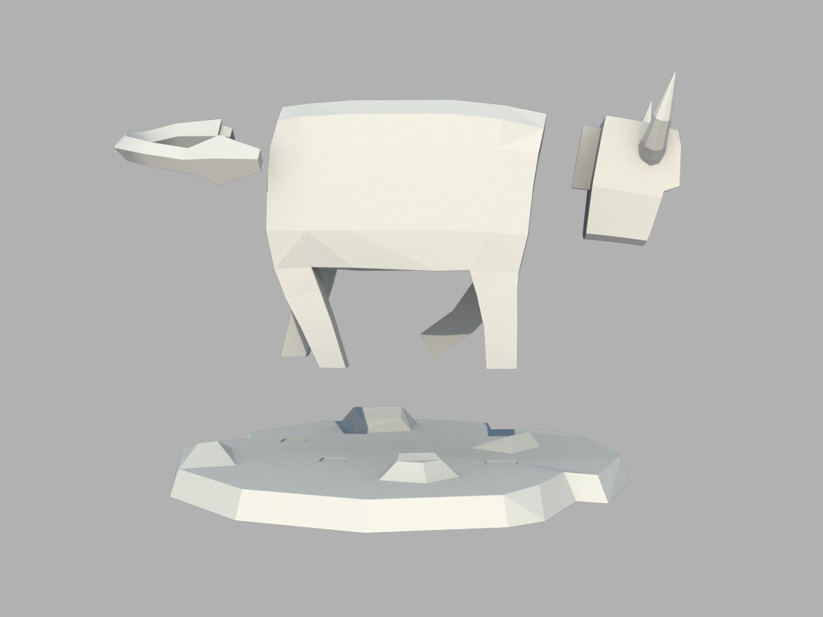 stylized bull statue 3D print model_2