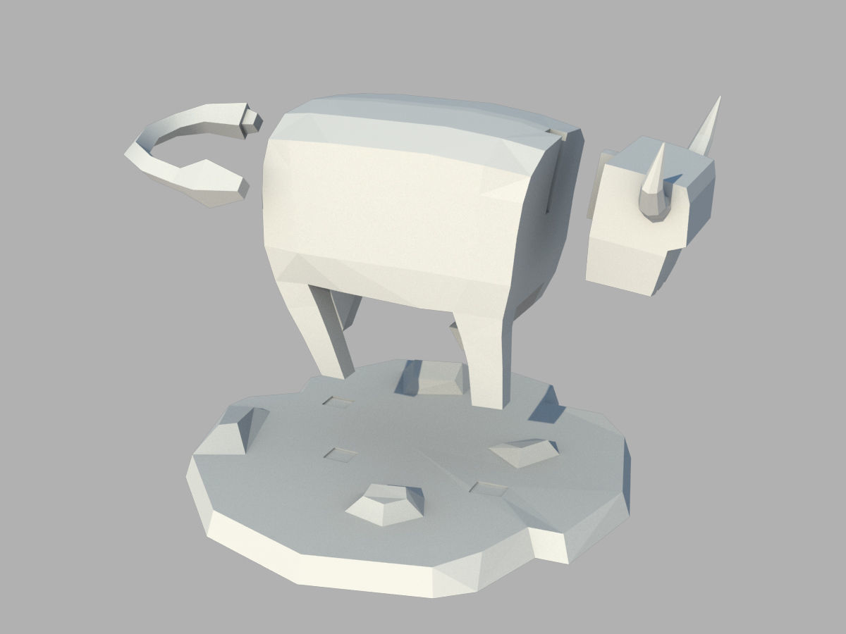 stylized bull statue 3D print model_1