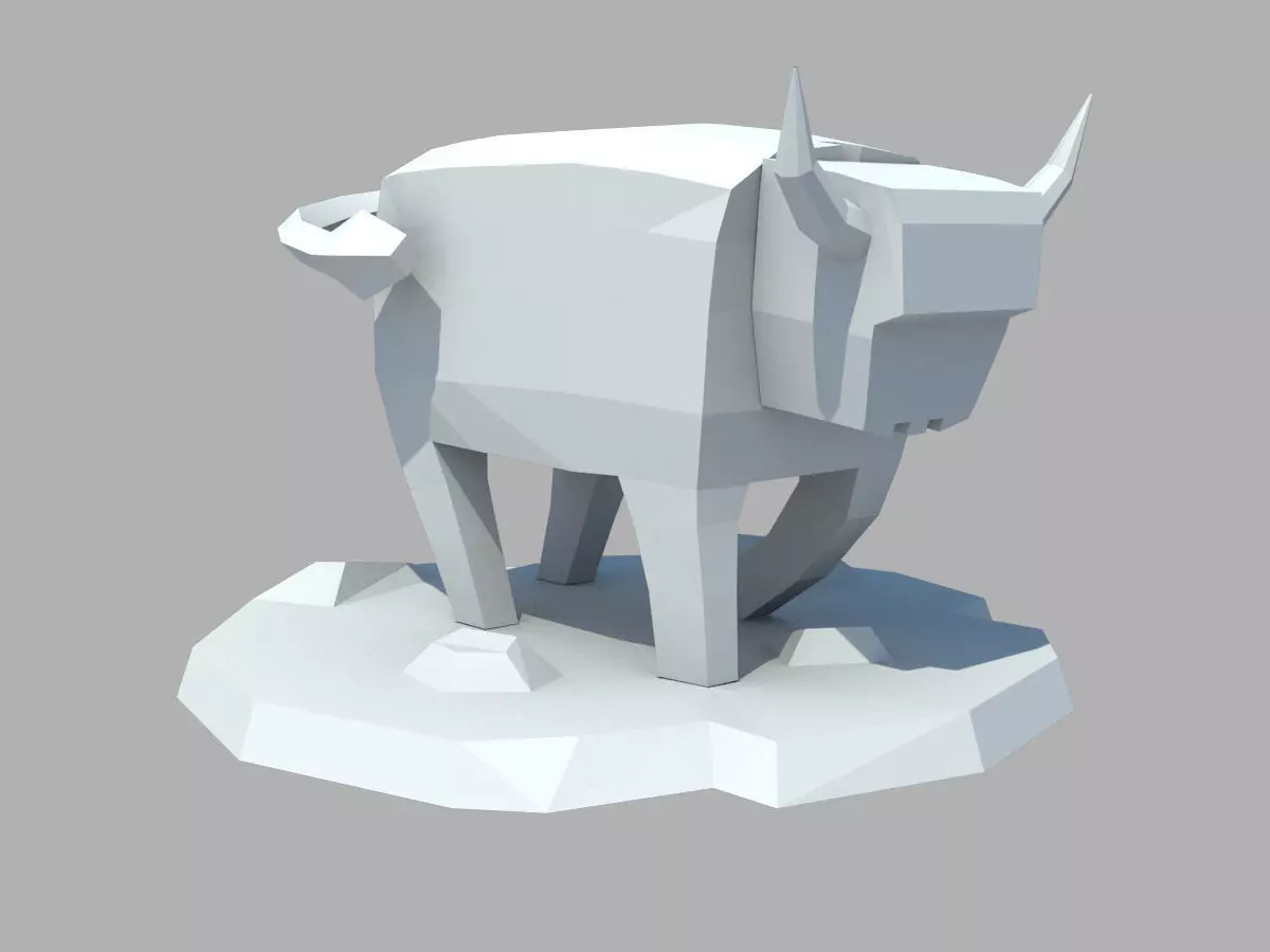 stylized bull statue 3D print model_0
