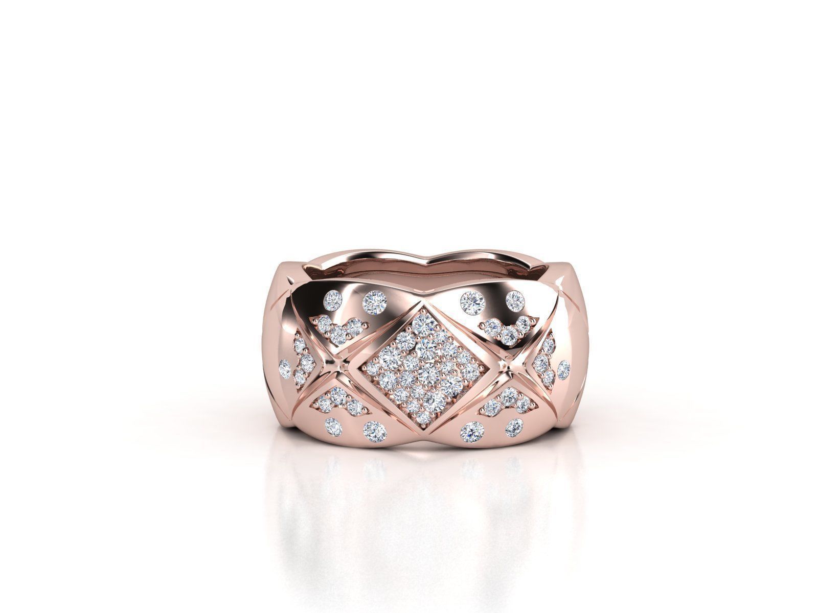 ZLR0175 rose gold ring with diamonds 3D print model_1