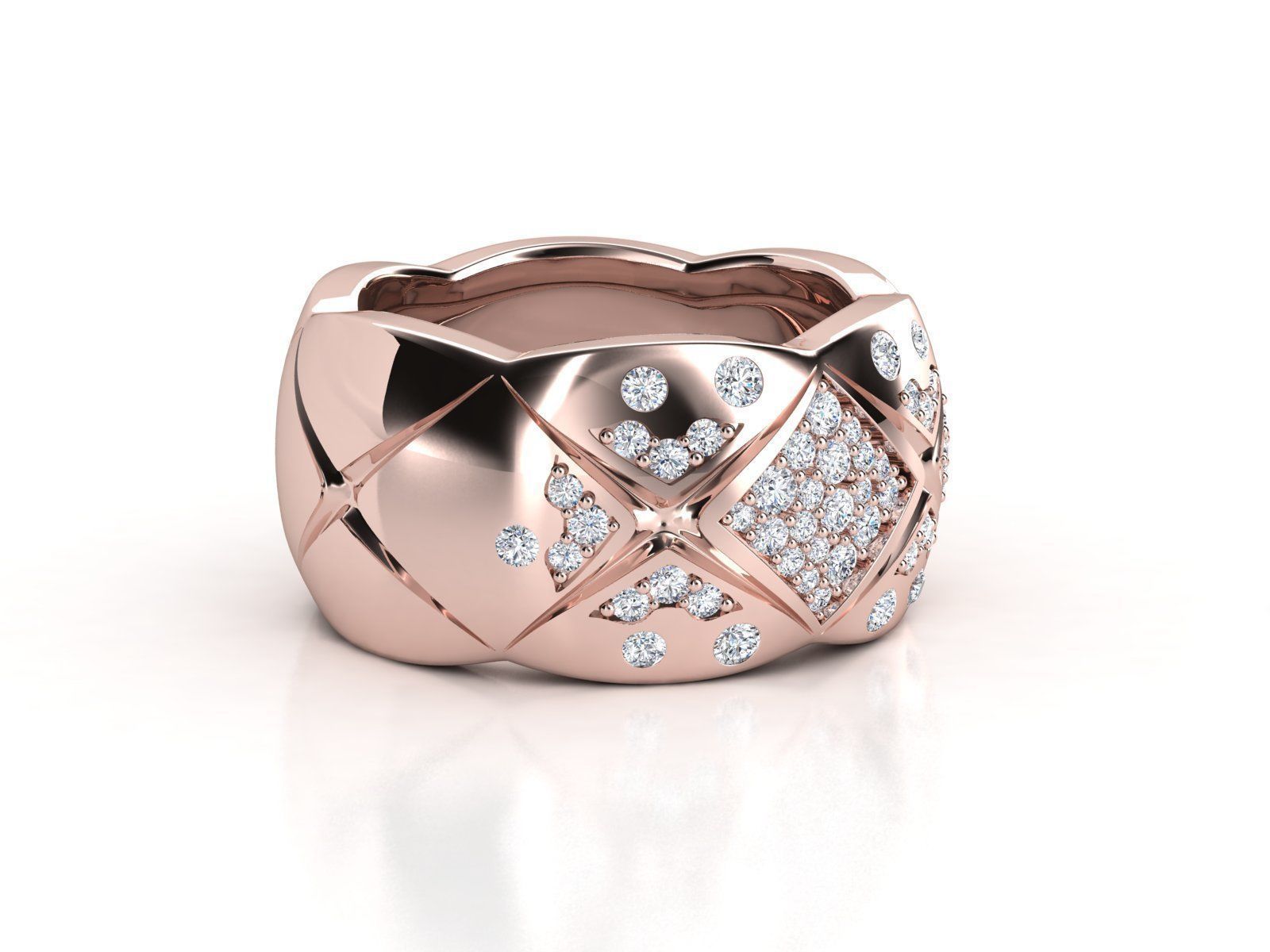 ZLR0175 rose gold ring with diamonds 3D print model_2