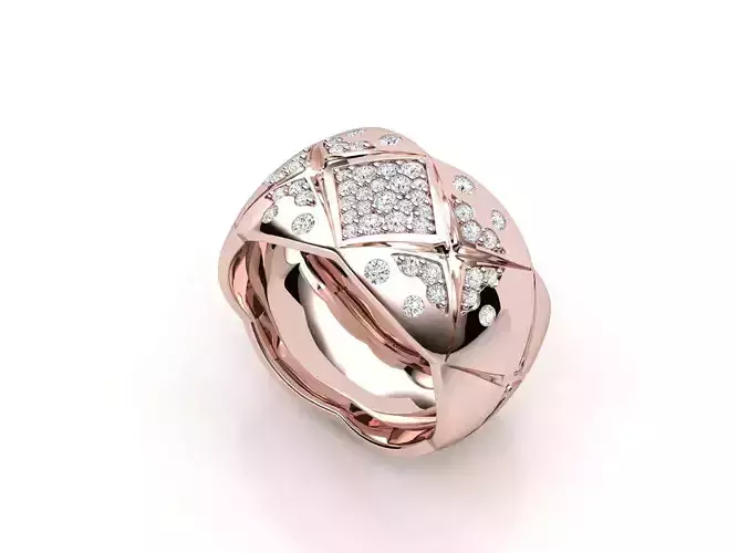 ZLR0175 rose gold ring with diamonds
