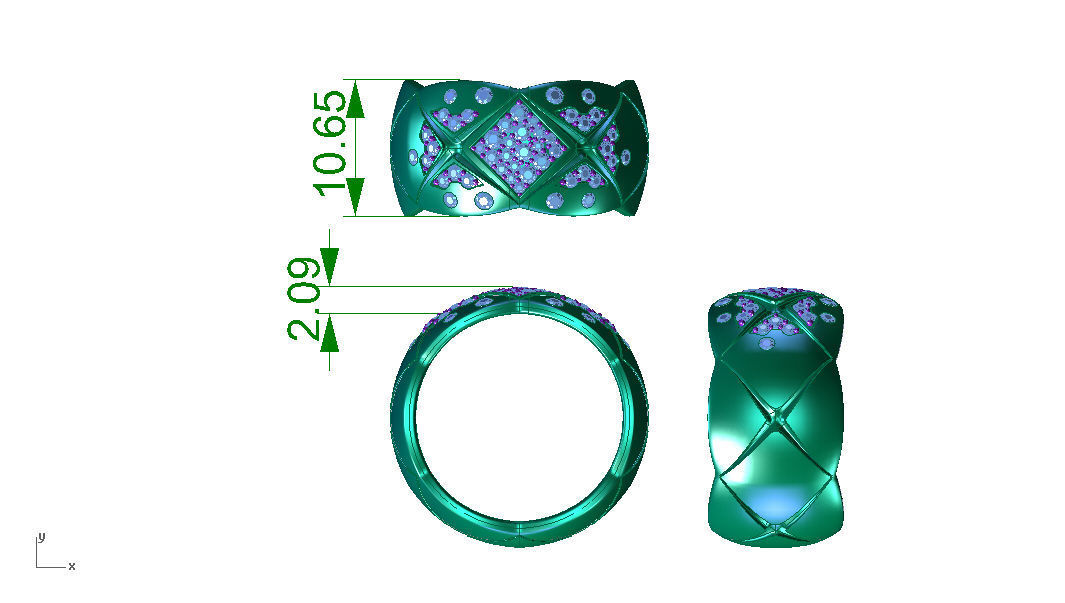 ZLR0175 rose gold ring with diamonds 3D print model_4