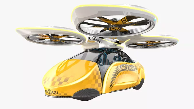 Sci-Fi Taxi Individual Futuristic Aircraft 3D Model 8K PBR