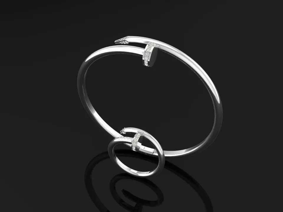 TJ 27 Platium Set Bracelet And Ring With Diamond 3D print model_0