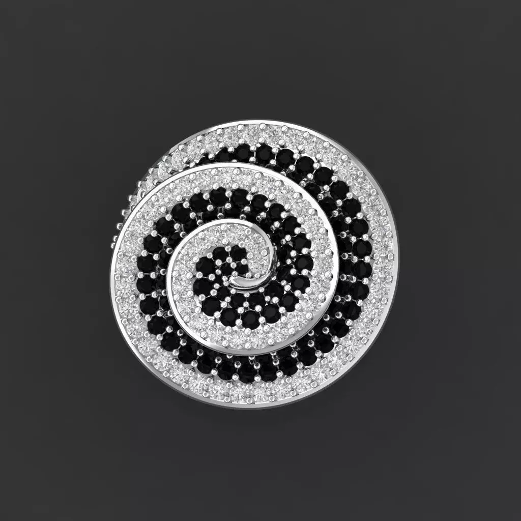 TJ 12 White Gold Women Ring With Diamond 3D print model