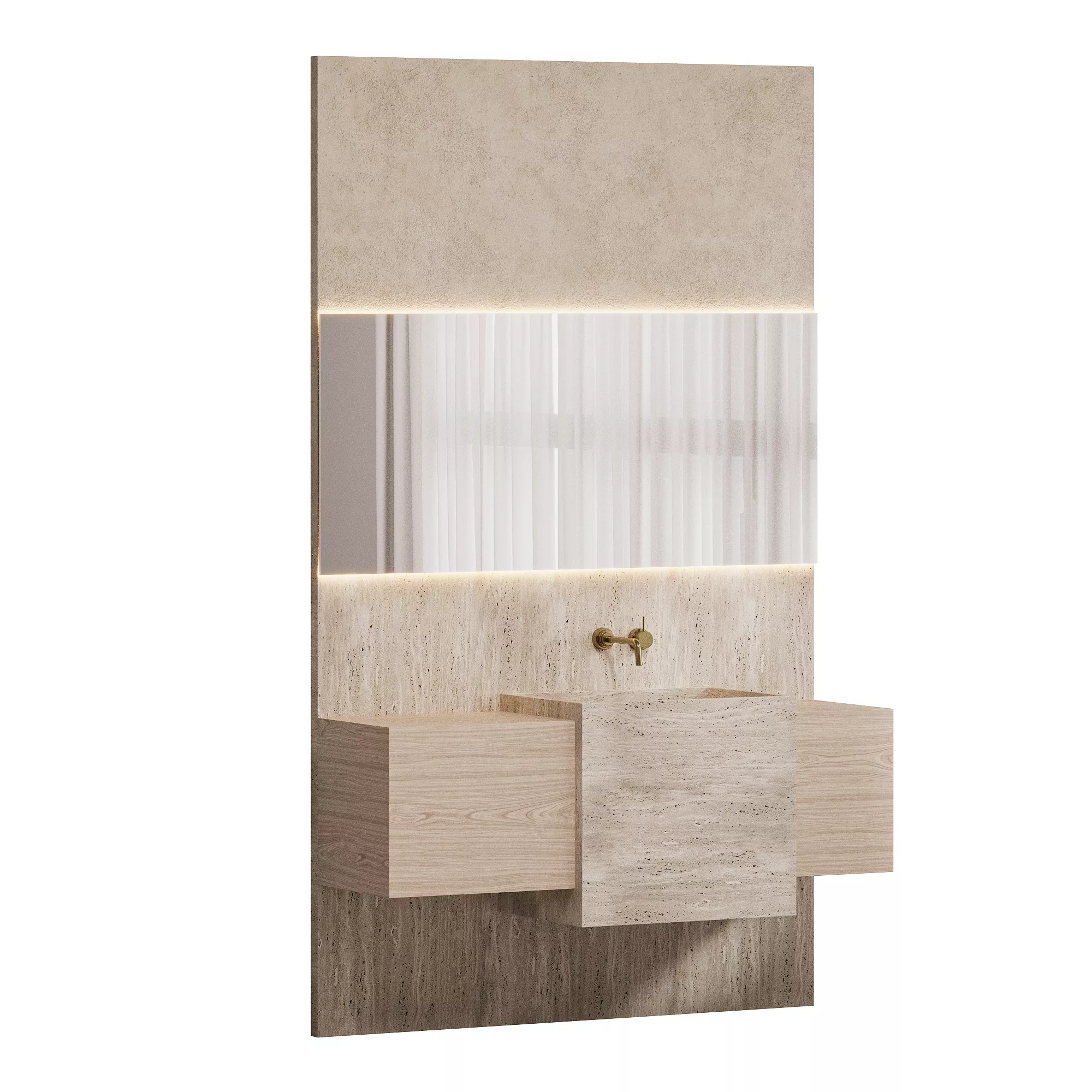 Travertine Bathroom Furniture Set 05 Low-poly 3D model